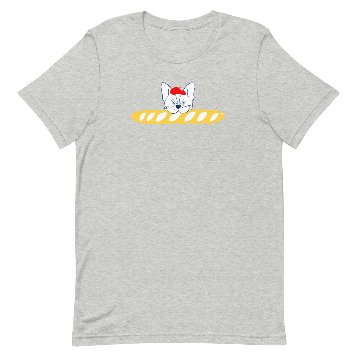 Cartoon French Bulldog with Baguette Pet Foodie Tee