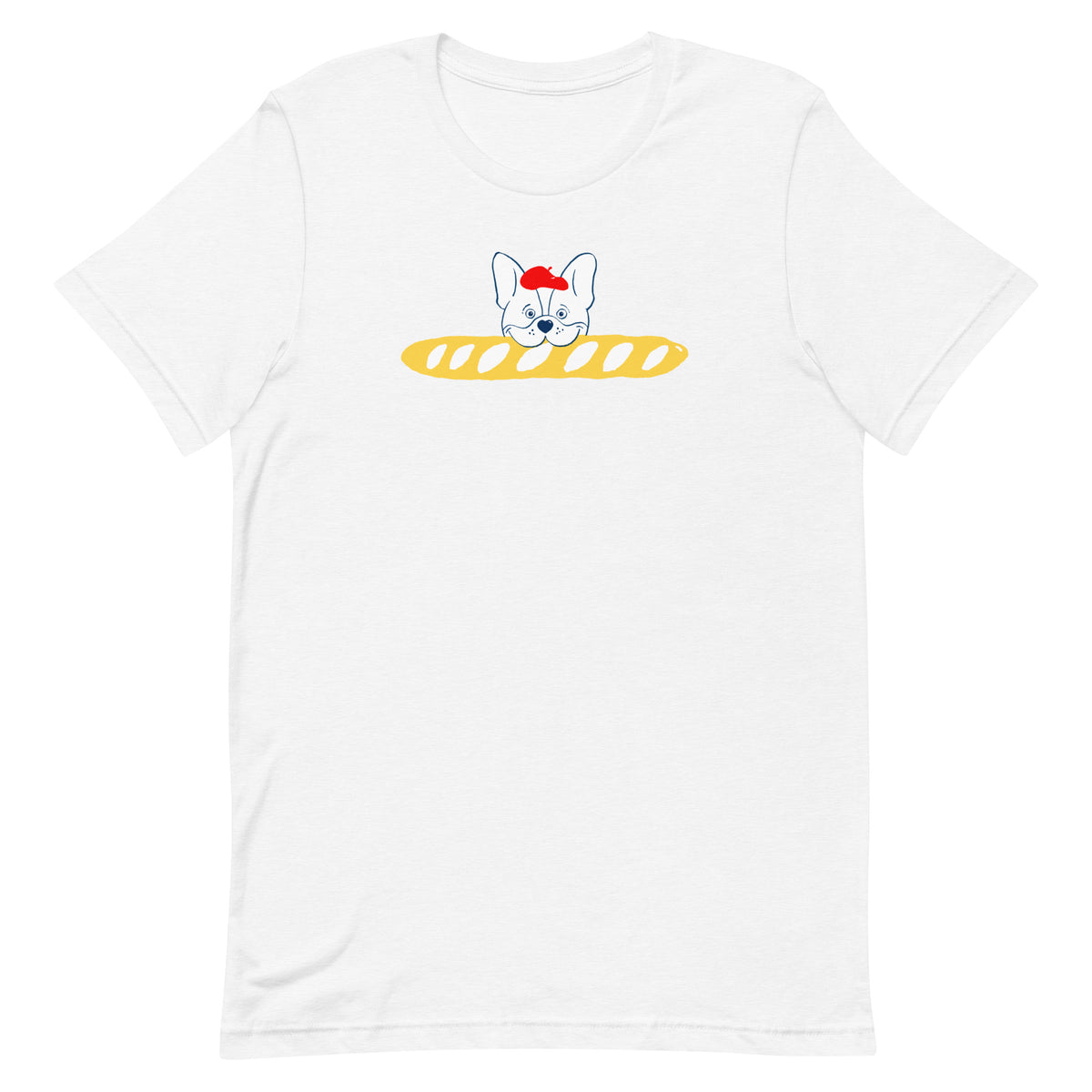 Cartoon French Bulldog with Baguette Pet Foodie Tee