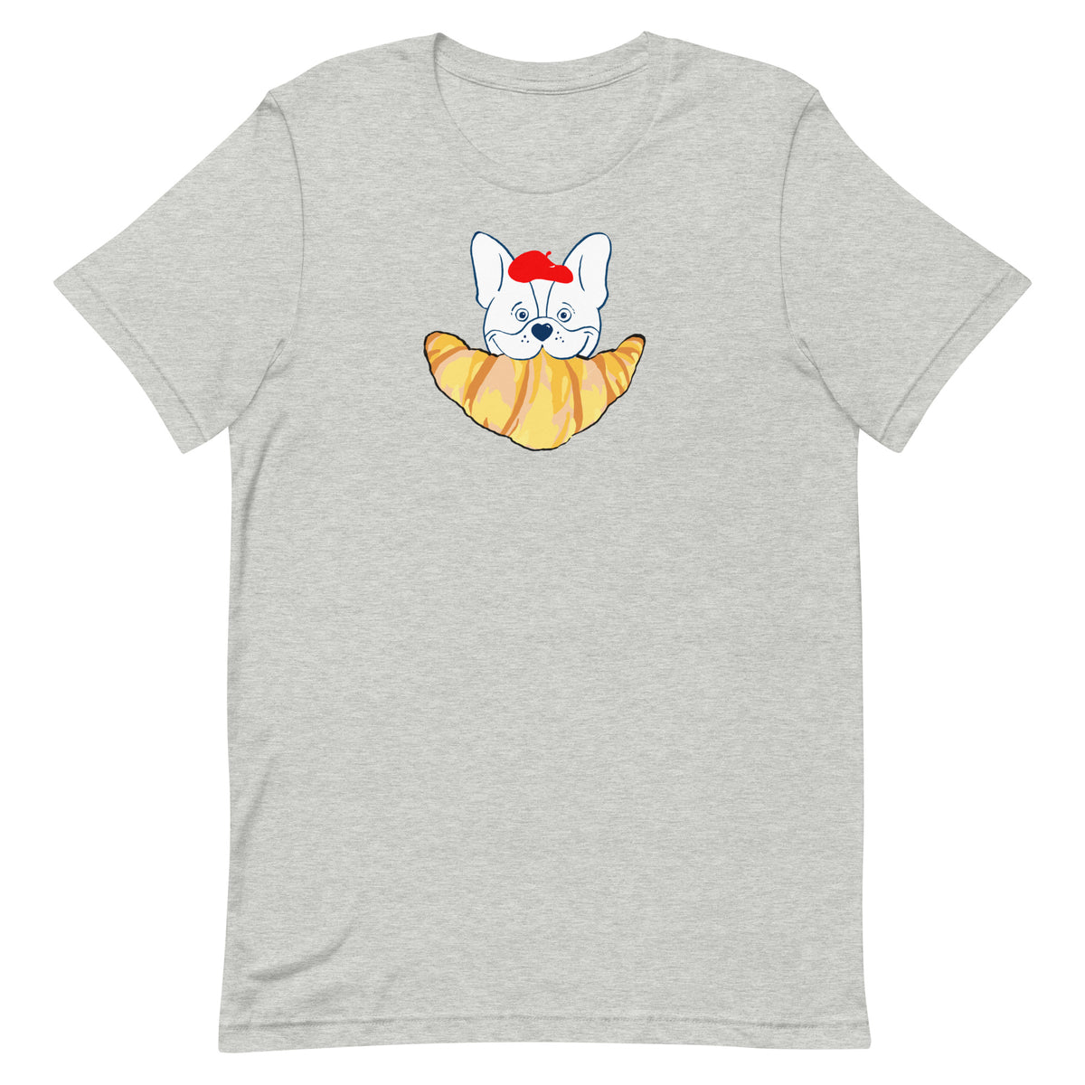 Cartoon French Bulldog Croissant Tee
