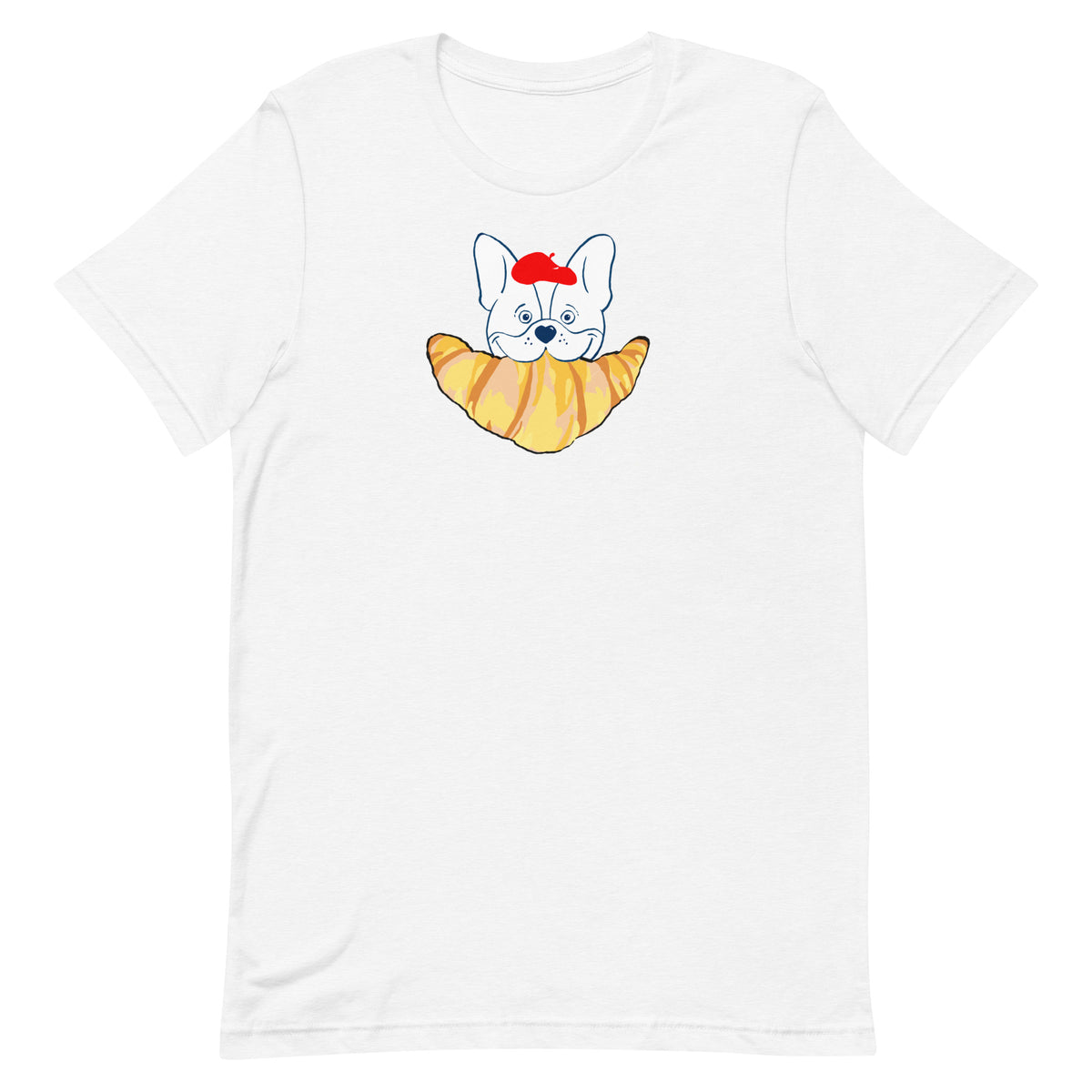 Cartoon French Bulldog Croissant Tee